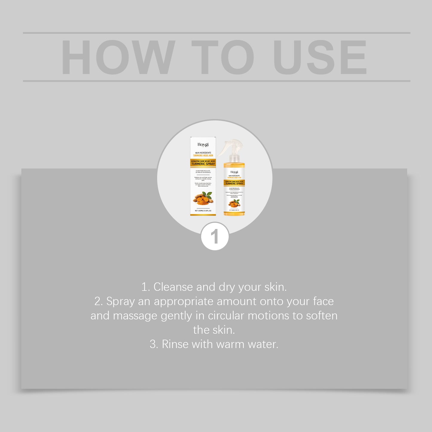 Hoygi Kojic Acid Turmeric Exfoliating Spray Gently Cleanses Facial Keratin And Is A Portable Skin Care Spray