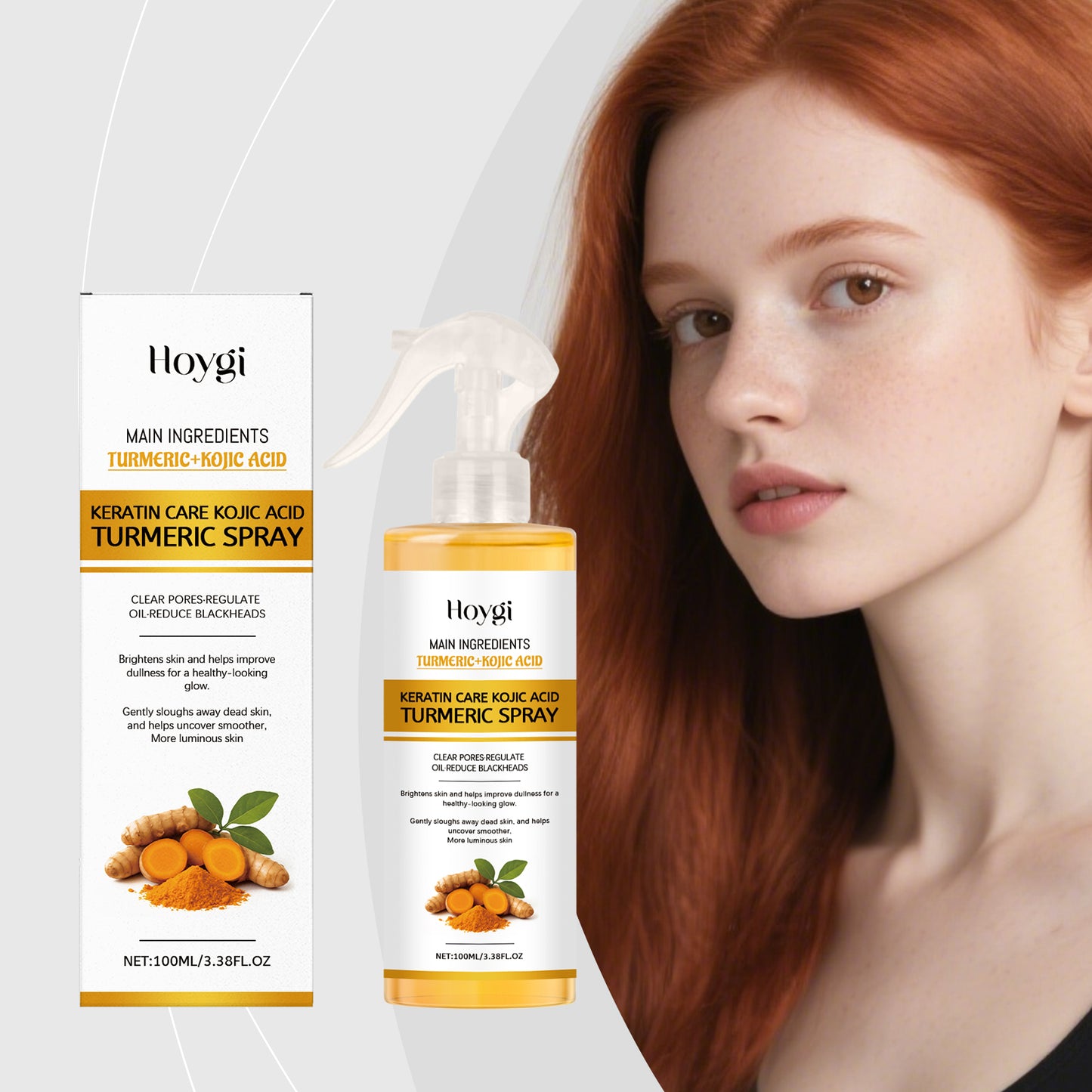 Hoygi Kojic Acid Turmeric Exfoliating Spray Gently Cleanses Facial Keratin And Is A Portable Skin Care Spray